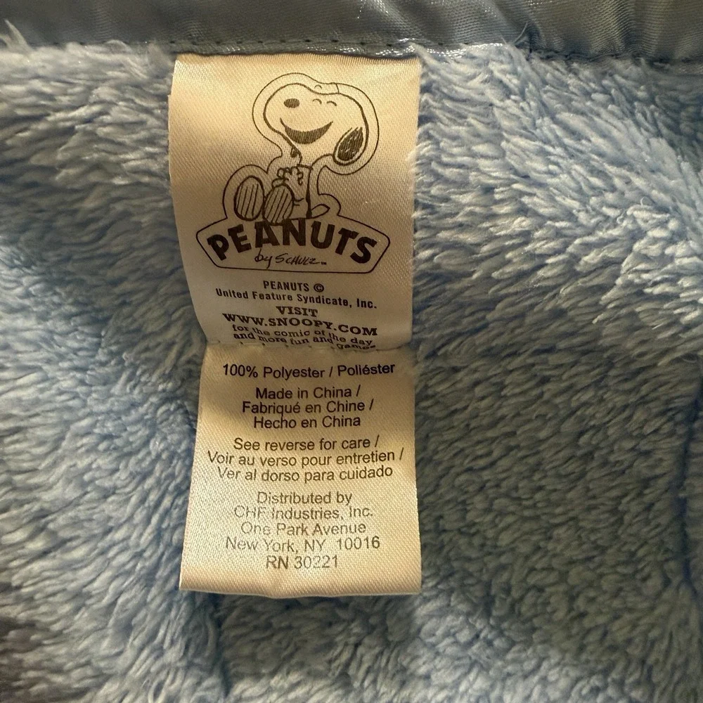 Linus Satin Trim Baby Blanket Peanuts Lovey Blue Plush Security Is a Thumb
